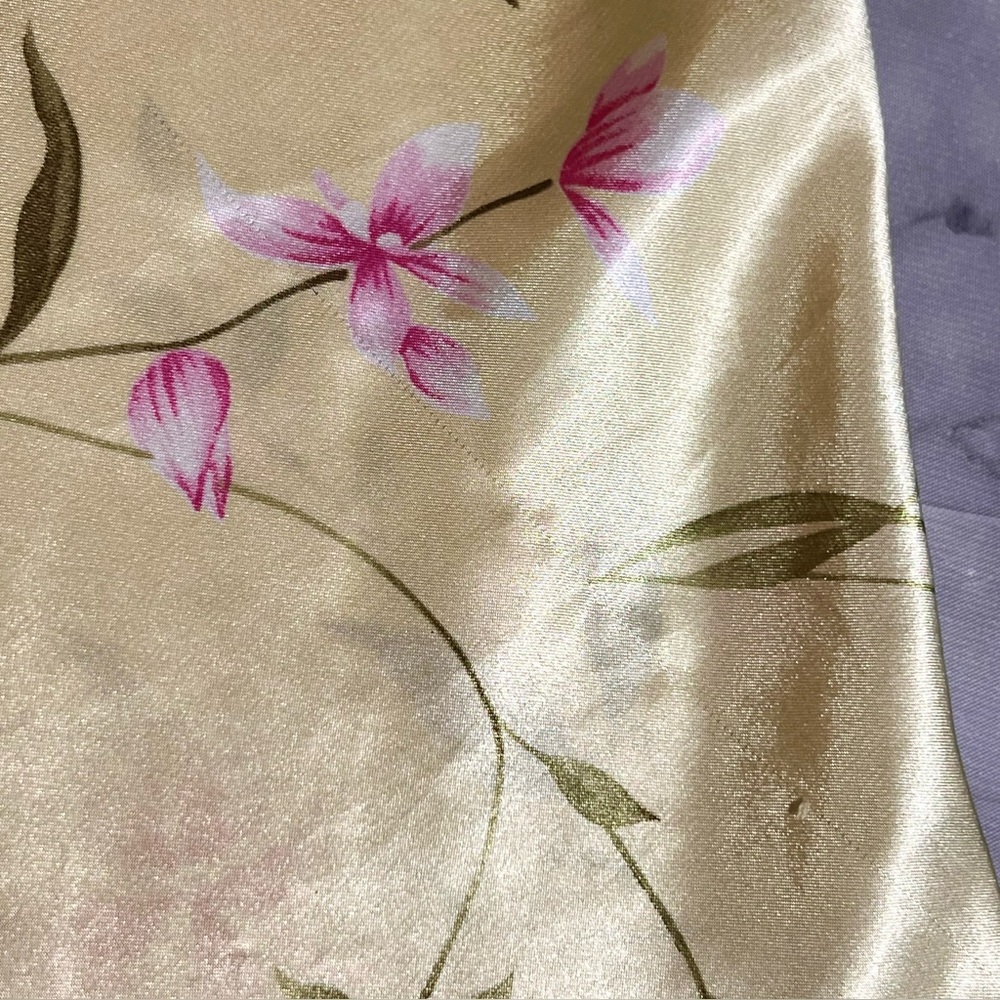 Y2K XL Oscar De La Renta Pink Label Floral Satin Feel Scoop Camisole Side Slits - Picture 8 of 14